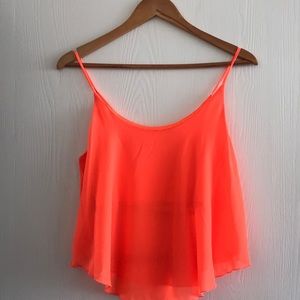 Bright orange flowy tank top